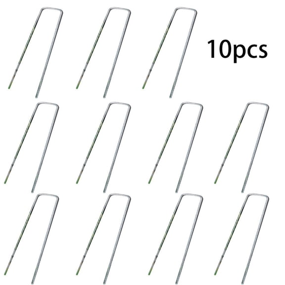 10Pcs Lawn Staples, Garden Landscape Staples, Galvanized Gauge Stakes, U-Shaped Tent Stakes, Anti-Rust Fence Netting Pins Ground Spikes, Sod Pins