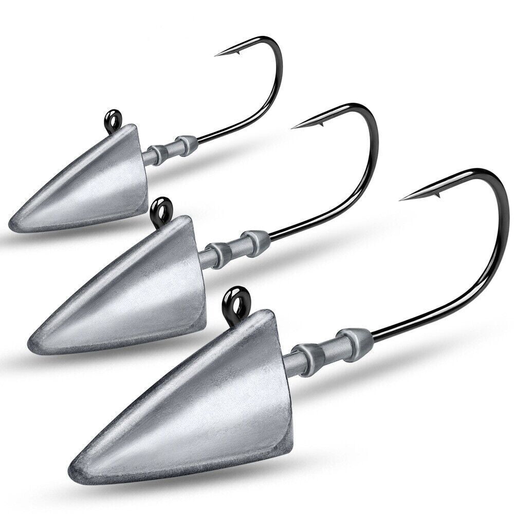 10Pcs Lead Jig Head Striper Soft Lure Fishing Bait Hook for Saltwater Freshwater