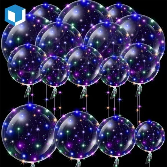 10Pcs Led Light Up Bobo Balloons Transparent Bubble Balloon For Home Party Decor