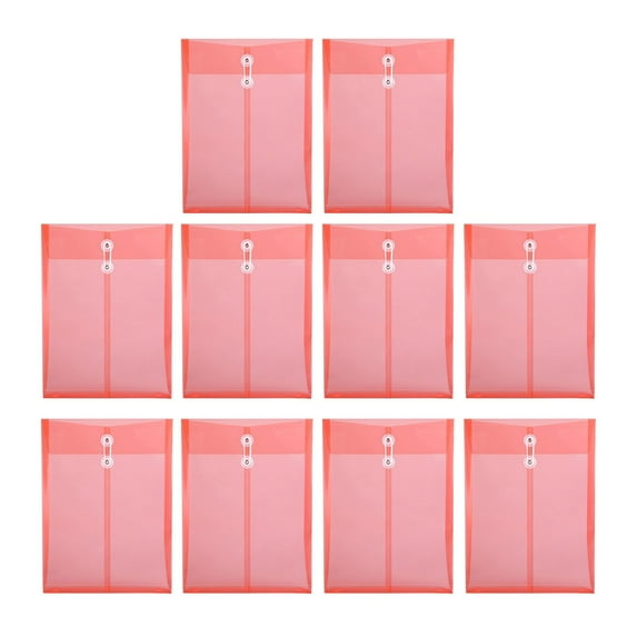 10Pcs Legal Size File Bag with String Closure, Top Loading Envelopes Clear Folder Document Pouches for Office School