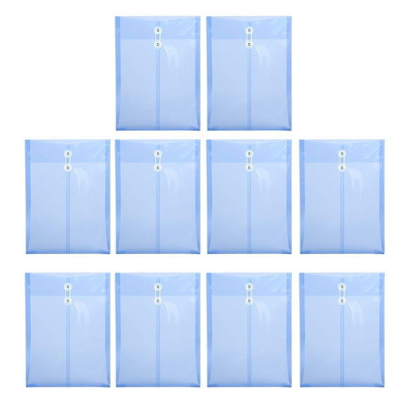 10Pcs Legal Size File Bag with String Closure, Top Loading Envelopes Clear Folder Document Pouches for School