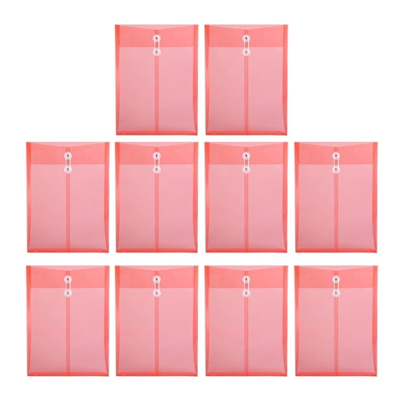 10Pcs Legal Size File Bag with String Closure, Top Loading Envelopes Clear Folder Document Pouches for School