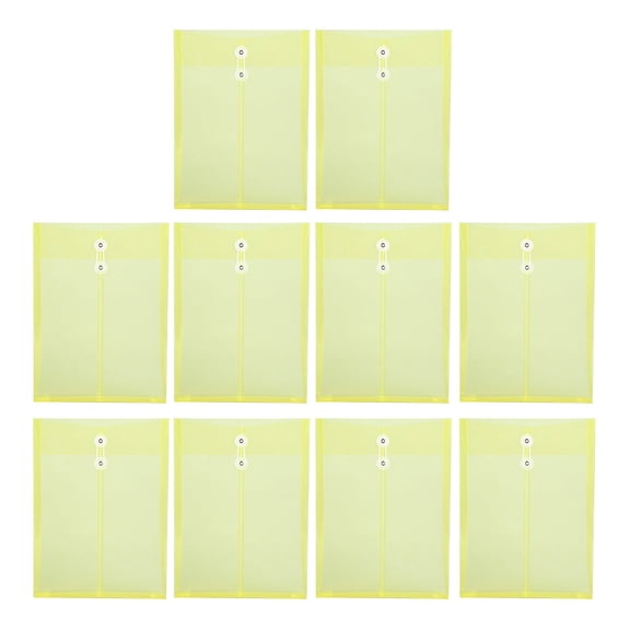 10Pcs Legal Size File Bag with String Closure, Top Loading Envelopes Clear Folder Document Pouches for School