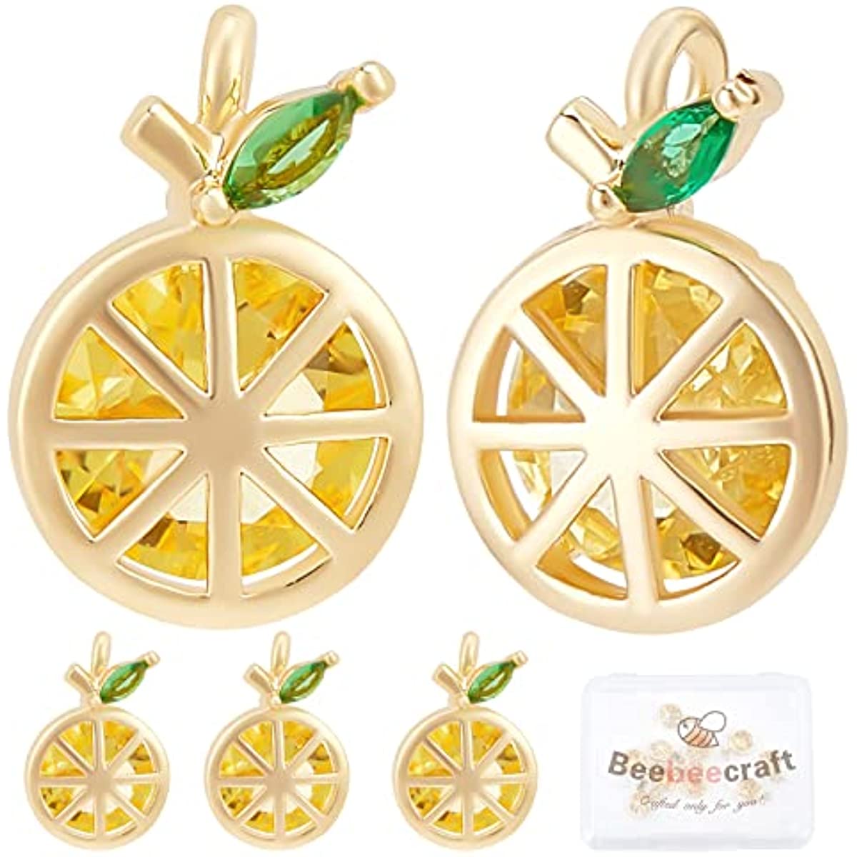 10Pcs Lemon Charms 18K Gold Plated Brass Yellow Fruit Charms Jewelry