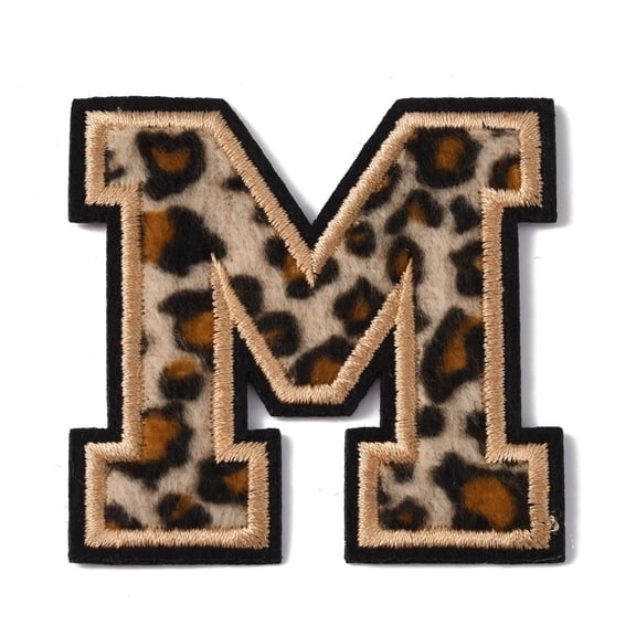 10Pcs Leopard Print Iron On Letter Patches Black Border Embroidered Wrapping Sew On Patch Varsity Patch Applique Decor Letter Patch for DIY