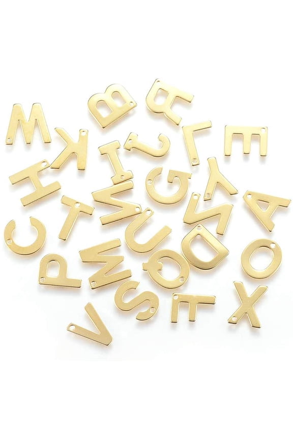 10Pcs Letter Charms 304 Stainless Steel Charms Golden for Women Birthday Festival Elegant Gifts Personalized Jewelry 11x6~12x0.8mm Hole: 1mm Golden