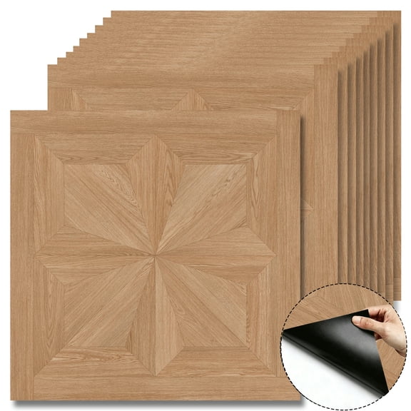 10Pcs Light Oak Starburst Parquet Peel and Stick Floor Tiles,12x12 In 10 Sq.Ft,Self-Adhesive Waterproof Vinyl Flooring,Anti-Stain for Entryway,Living Room ,Kitchen,Bedroom