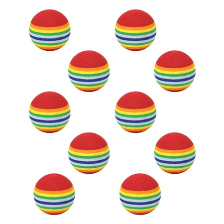 10Pcs Lightweight Rainbow Stripe Foam Sponge Practice Golf Balls Swing Training Pets Toy - as described+as described