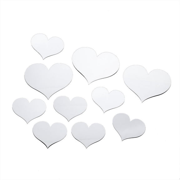 10Pcs Love Heart Acrylic 3D Mirror Wall Sticker, Removable Decal Mural for Home Decor, Self-Adhesive Mirror Stickers, Silver
