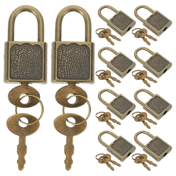 Toyandona 10Sets Light Brown Metal Pirate Treasure Chest Locks with Keys for Decor