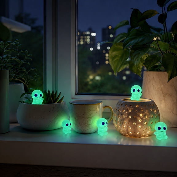 10Pcs Luminous Ghost Mini Figurines, Self-luminous Without Power Supply, Exquisite Craft for Micro Landscape and Desktop DIY Decor