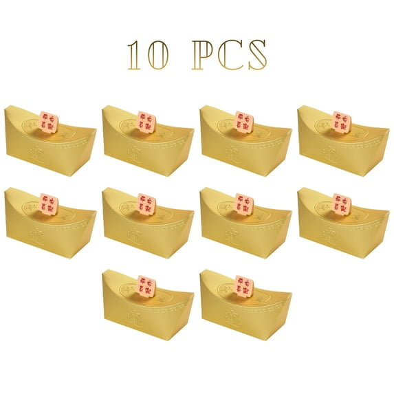 10Pcs Lunar New Year Gift Box Boat Type Goodie Case with Best Wish Golden Ingot Shaped Candy Boxes for Party Favor Supplies (10PCS HAPPY,AS SHOWN)