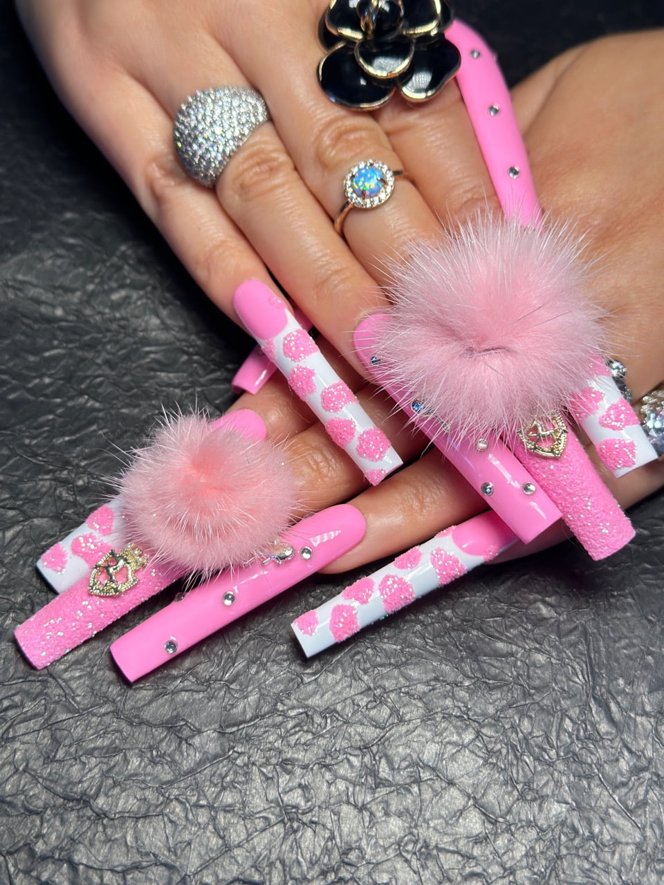 10Pcs Luxury 3D Acrylic Press-On Nails Handmade Reusable False Nails