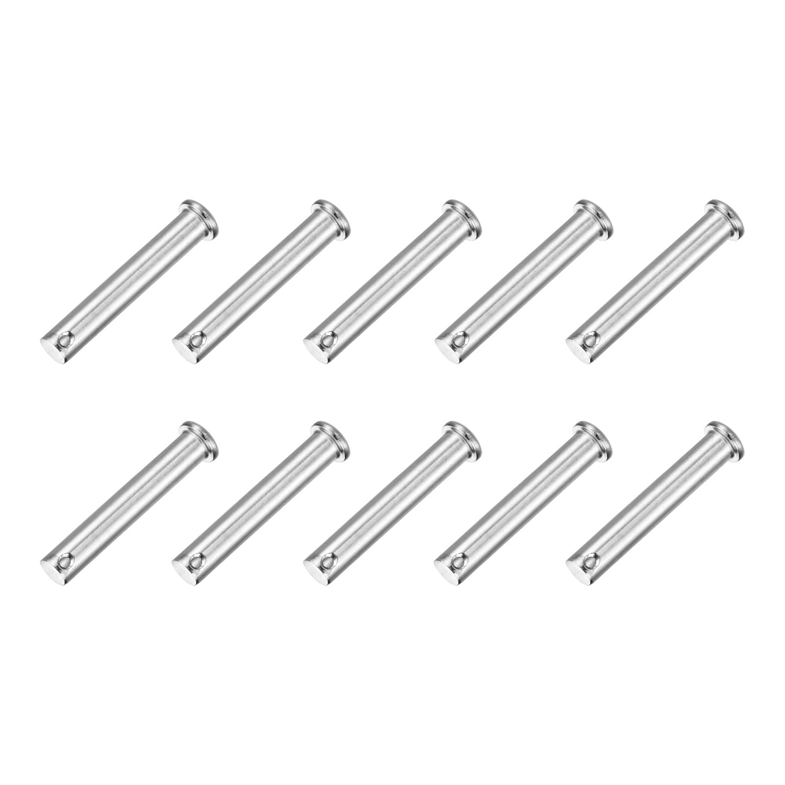 10Pcs M10 x 60mm Single Hole Clevis Pins, 304 Stainless Steel Flat Head Pin