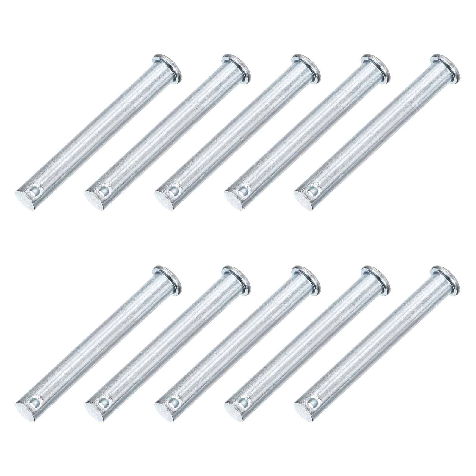 10Pcs M10 x 75mm Single Hole Clevis Pins, Zinc-Plated Carbon Steel Flat Head Pin