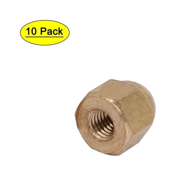 10Pcs M3 Female Thread Nut DIN1587 Dome Cap Head Hex Brass Tone