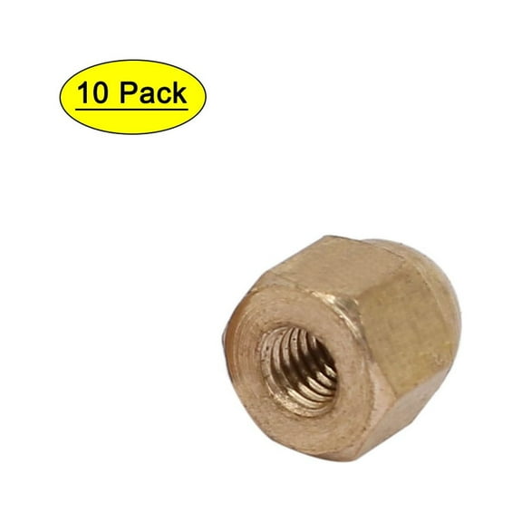 10Pcs M3 Female Thread Nut DIN1587 Dome Cap Head Hex Brass Tone