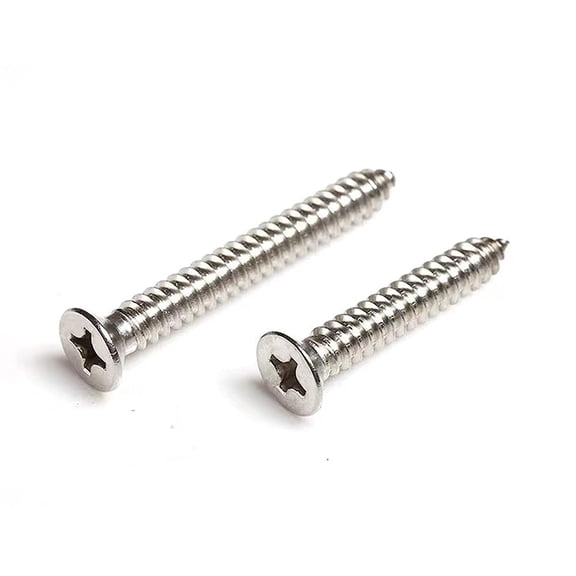 10Pcs M4x50mm Phillips Flat Head Self Tapping Wood Screws,304 Stainless Steel, Plastic and Metal.Coarse Threaded, Sharp Point,Self Tapping