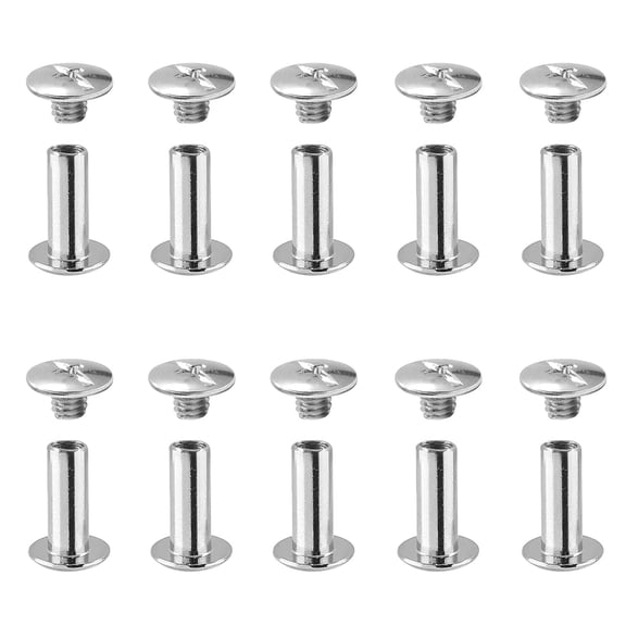 10Pcs M5 Binding Screw, x 15mm Nickel Plated Carbon Steel Cross Head Chicago Screw Post Kit for DIY Leather Decoration and Scrapbook Photo Albums Bookbinding