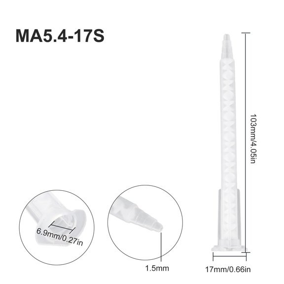 10Pcs Ma5.4-17S Resin Ab Glue Static Mixer Mixer Mixing Tube Mixing Nozzle 103Mm