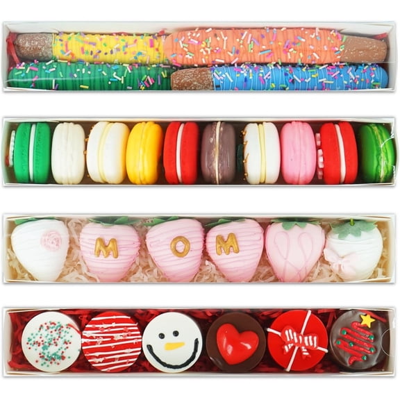 10Pcs Macaron Box Drawer Style, Clear Chocolate Covered Strawberries Boxes, Macaron boxes for 12, Truffle Boxes Cocoa Bombs Cookies boxes