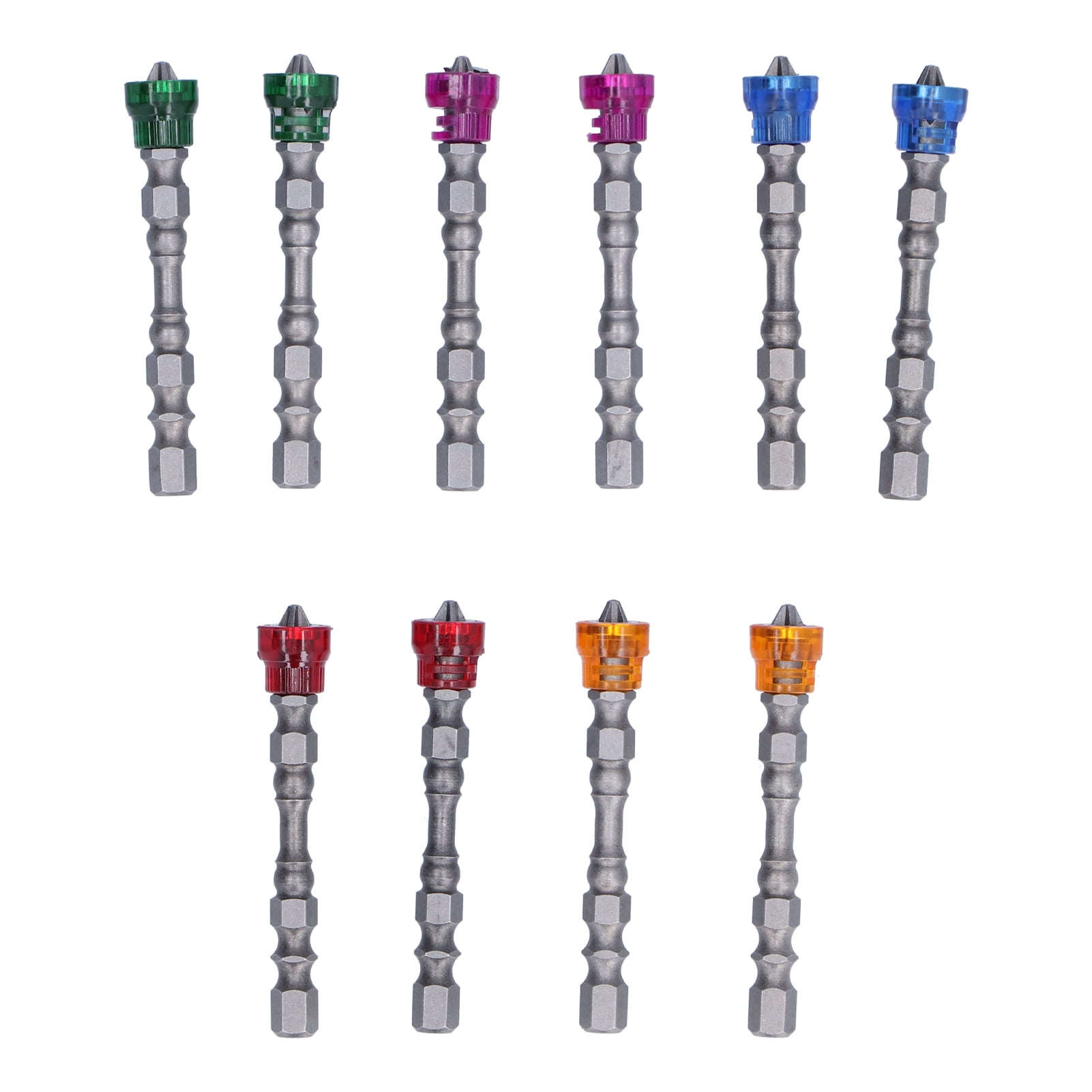 10Pcs Circle Bit Set, 1/4in SingleHead Color Alloy Steel Bits