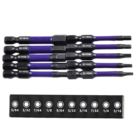 10Pcs Magnetic Hex Head Screwdriver Bit Set 1/4 Shank Screwdriver Bit Imperial