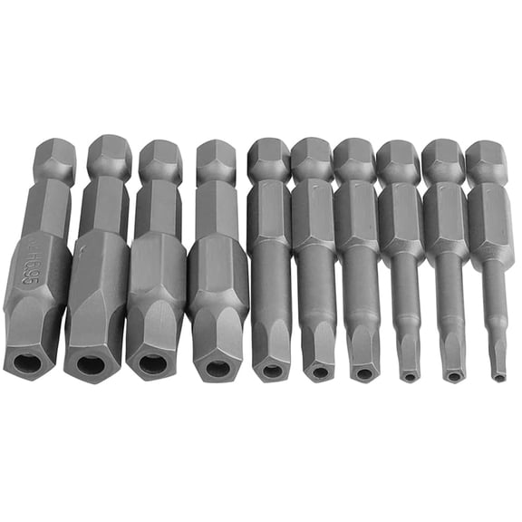 10Pcs Magnetic Pentagon Screwdriver Bits Set 1/4 Inch Hex Shank 2.15-7.55mm Security Driver Drill Bit