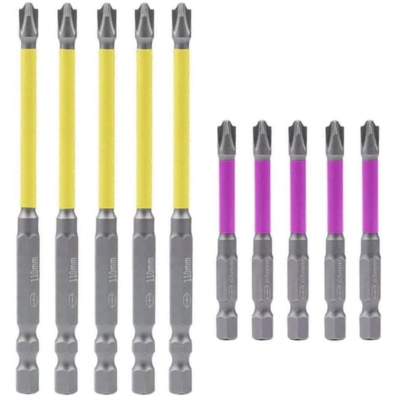 10Pcs Magnetic Phillips Slotted Screwdriver Bit for Electricians, 1/4 Inch Hex Shank Electrician PH2 Flat Slotted Cross Head Screw Driver Drill Bits