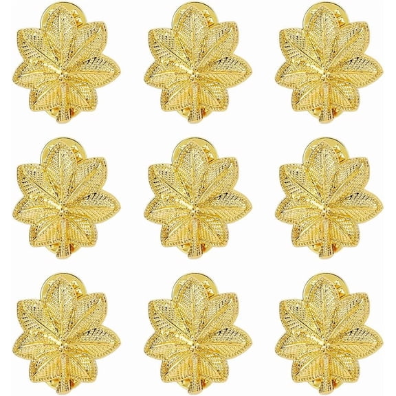 10Pcs Major Oak Leaf Lapel Pins Silver/Golden Army Officer Insignia of Rank Lapel Pins 27mm Alloy Rank Insignia Miniature Leaf Brooches for DIY