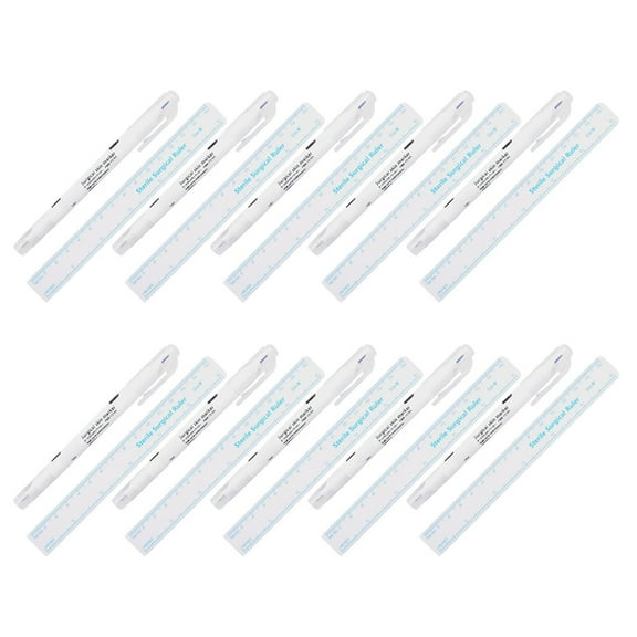 10Pcs Makeup Positioning Marker Pen Surgical Skin Mark Tool, Microblading Marker Pen with Paper Ruler