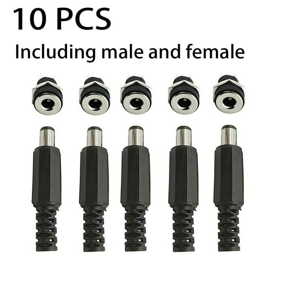 10Pcs Male Barrel Jack Plug FEMALE Socket Panel Mount DC 12V Power Connectors