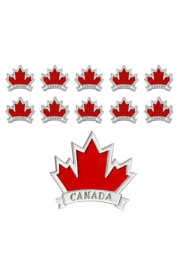 10Pcs Maple Pin Brooches, Alloy Butterfly Clasp Badges for Clothing, Craft Decoration on Jackets, Bags and Hats