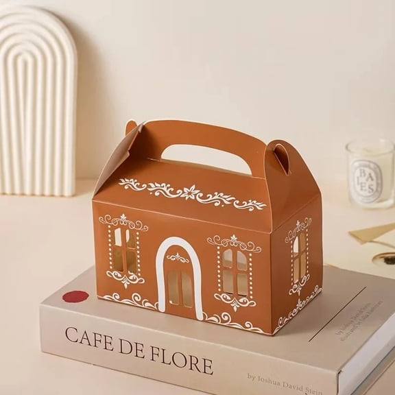 10Pcs Merry Christmas Gift Boxes Gingerbread Candy Cookie Snack Packaging Boxes Xmas Decoration Handheld Gift Box New Year