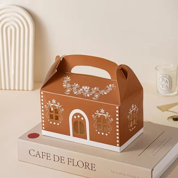 10Pcs Merry Christmas Gift Boxes Gingerbread Candy Cookie Snack Packaging Boxes Xmas Decoration Handheld Gift Box New Year