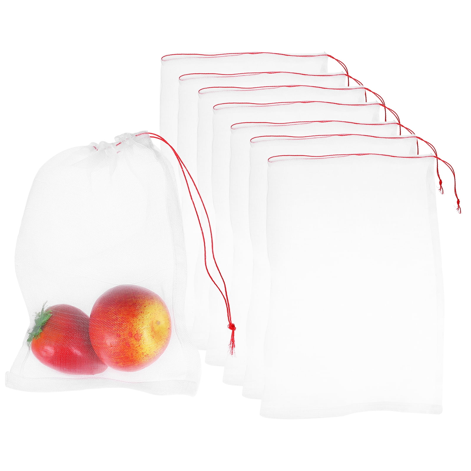 10Pcs Mesh Net, Netting Bags 21.7x13.8 inch 40D Garden Mesh Netting with Drawstring Bird Barrier Bags for Plant Fruit Flower Vegetable, White