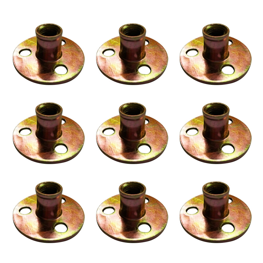 10Pcs Metal 3 Screw Holes Rivet Nuts Round Base Tee Nuts for Furniture