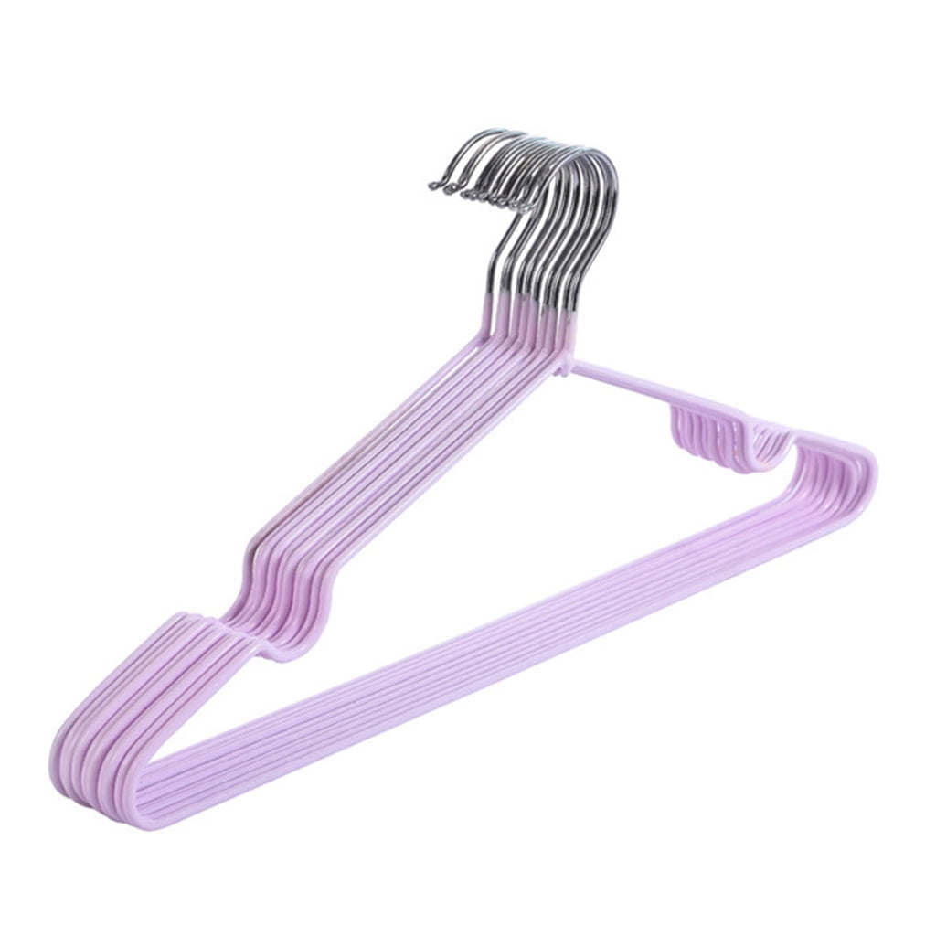 10Pcs Metal Clothes Hanger with Plastic Coating Suit Coat Drying Rack ...
