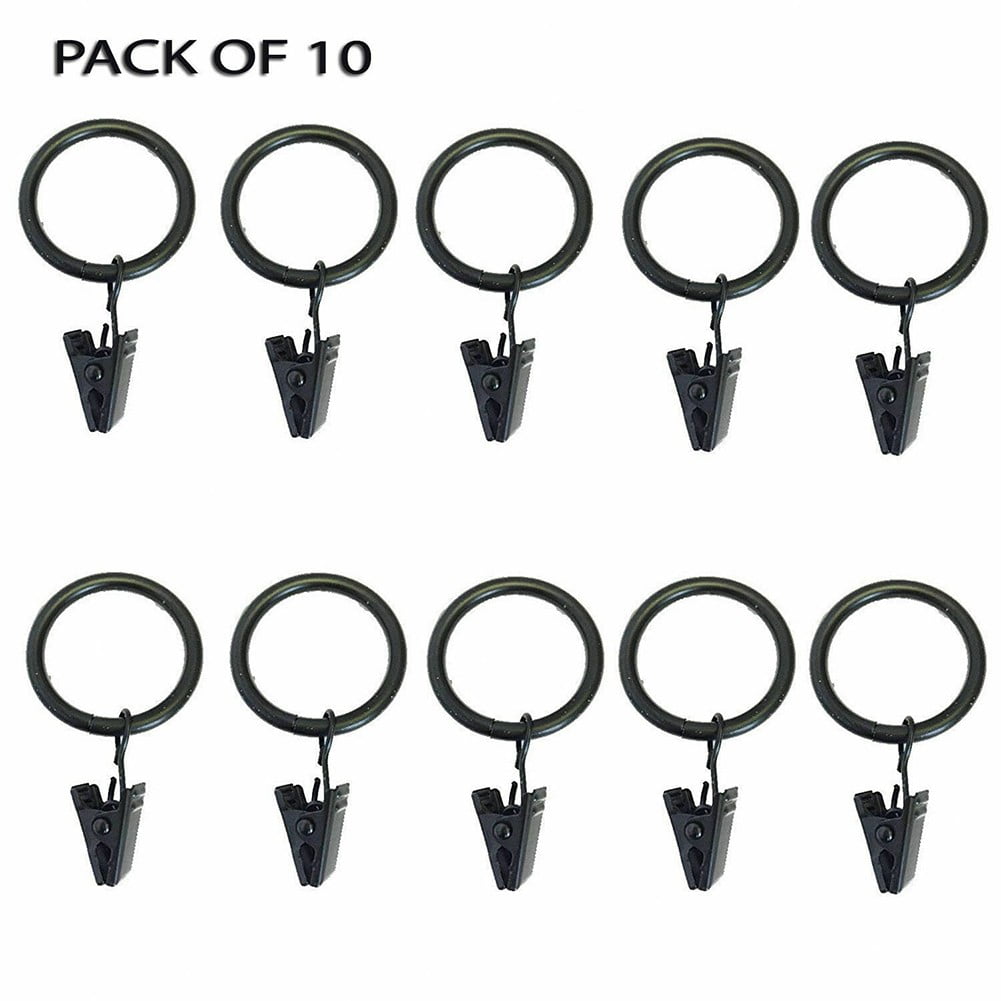 10Pcs Metal Curtain Rings Hanging Hooks With Clips Curtain Rod Drapery