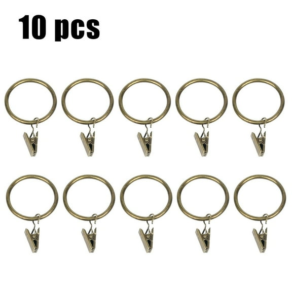 10Pcs Metal Curtain Rings Hanging Hooks With Clips Curtain Rod Drapery Ring 35Mm Home Decoration For Bedroom Parlor