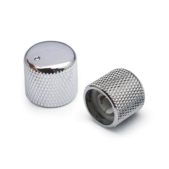 10Pcs Metal Knurled Barrel Dome Volume Tone Control Knobs for Electric Bass Guitar Pot knobs Chrome