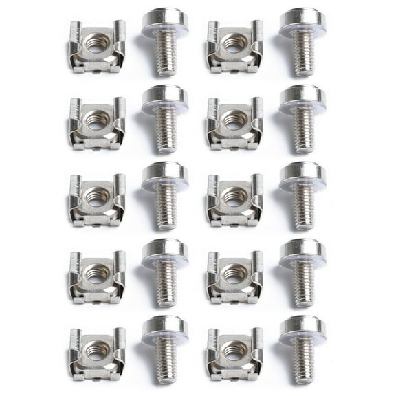 10Pcs Metal Nickel-Plated M5 Mounting Screws and Cage Nuts Essential for Rack Installation in Server Cabinets