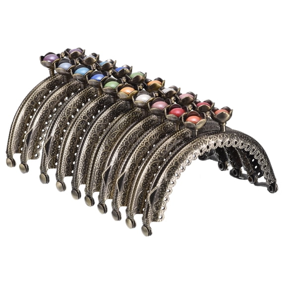 10Pcs Metal Purse Frames, 3.4" Kiss Lock Clasp Frame for Coin Purse DIY Mixed Colors Lock Bronze