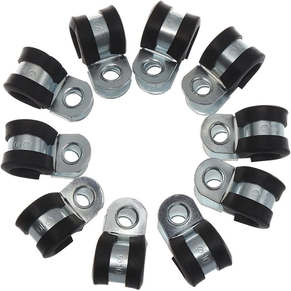 10Pcs Metal Wiring Hose Clamp Durable Rubber Lined P Clips Useful Pipe Mounting Fix Cable Fasteners Electrical Fittings Hardware (Size : 10mm)