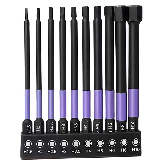 10Pcs Metric Hex Drill Bit Set 1.5-10mm 1/4" Quick Release 4" Long S2 Alloy Steel