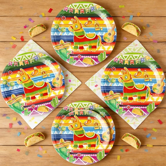 10Pcs Mexican Fiesta Guest Paper Plates, 7In Disposable Mexican Theme Colorful Disposable Dinner Paper Plates for Cinco De Mayo Fiesta Themed Birthday Dinner Party Decorations, Birthday Party