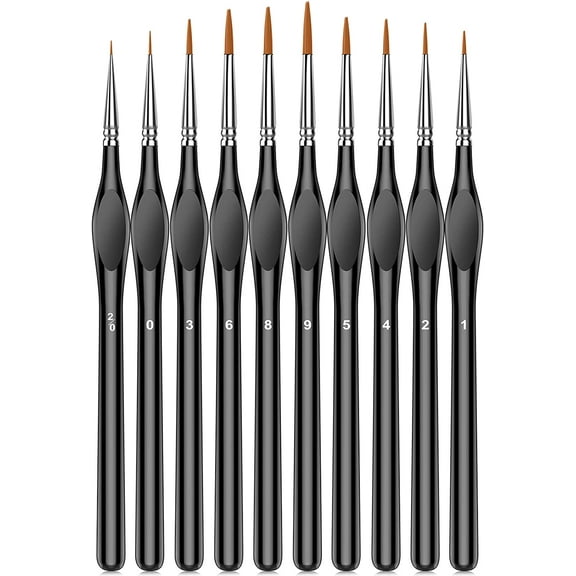 10Pcs Micro Paint Brushes Set with Triangular Handles - For Acrylic, Watercolor, Crafts, Models