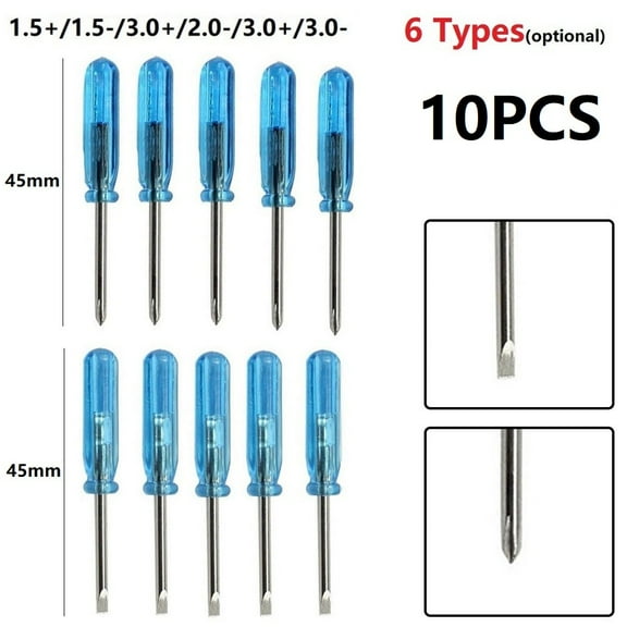 10Pcs Mini 1.5/2/3Mm Flat-Blade Slotted Cross Head Small Screwdriver For Mobile Phone Box 360 Wireless Controller Repair Open 10Pcs 3.0- Smile Home