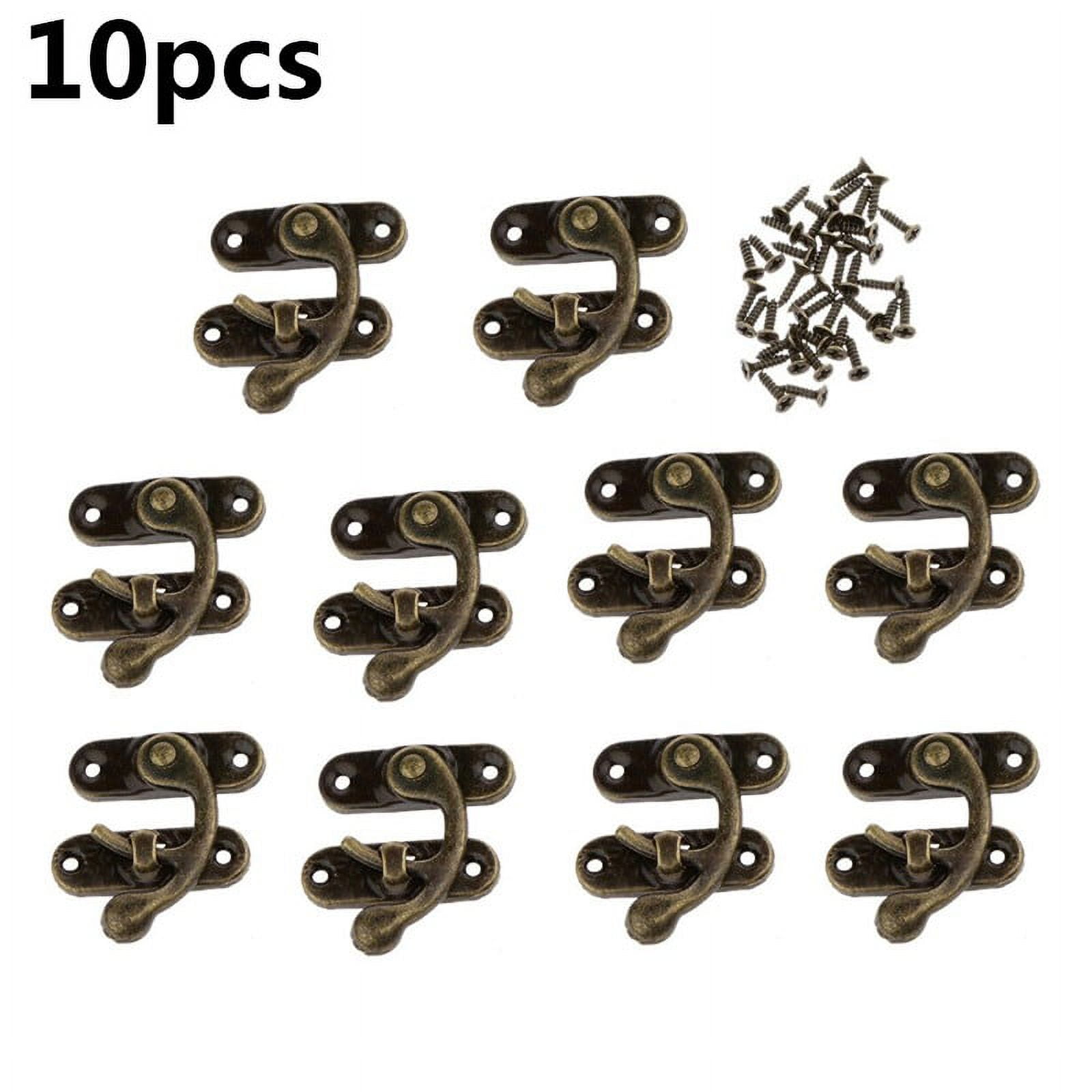 10Pcs Mini Antique Bronze Wood Box Latch Clasp Lock W/ Fixing Screw