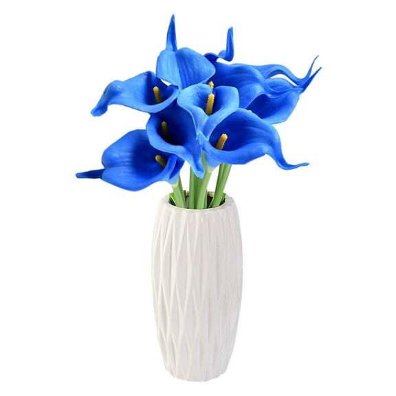 10Pcs Mini Calla Lily Artificial Flowers for Wedding Photography Home Decor (Blue)